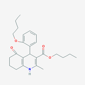 molecular formula C25H33NO4 B5231994 Butyl 4-(2-butoxyphenyl)-2-methyl-5-oxo-1,4,5,6,7,8-hexahydroquinoline-3-carboxylate 