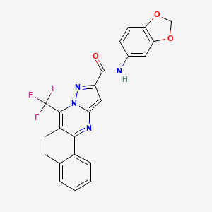 molecular formula C23H15F3N4O3 B5232591 N-(1,3-benzodioxol-5-yl)-7-(trifluoromethyl)-5,6-dihydrobenzo[h]pyrazolo[5,1-b]quinazoline-10-carboxamide 