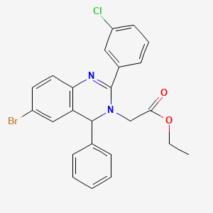 molecular formula C24H20BrClN2O2 B5232623 ETHYL 2-[6-BROMO-2-(3-CHLOROPHENYL)-4-PHENYL-3,4-DIHYDROQUINAZOLIN-3-YL]ACETATE 