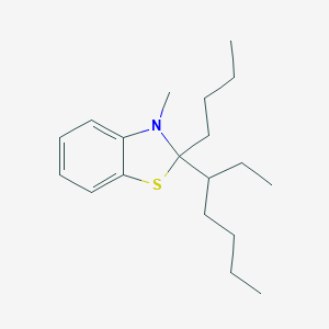 molecular formula C19H31NS B052328 2-Butyl-2-(3-heptanyl)-3-methyl-2,3-dihydro-1,3-benzothiazole CAS No. 123768-36-5