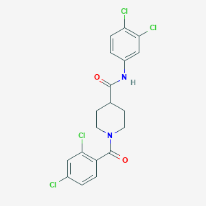 molecular formula C19H16Cl4N2O2 B5232850 N-(3,4-dichlorophenyl)-1-[(2,4-dichlorophenyl)carbonyl]piperidine-4-carboxamide 