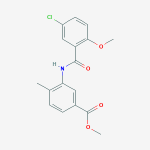 molecular formula C17H16ClNO4 B5233028 methyl 3-[(5-chloro-2-methoxybenzoyl)amino]-4-methylbenzoate 