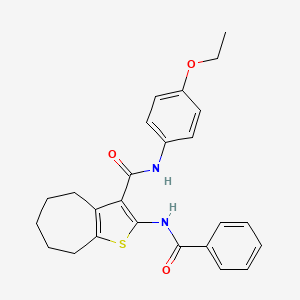 molecular formula C25H26N2O3S B5233098 2-(benzoylamino)-N-(4-ethoxyphenyl)-5,6,7,8-tetrahydro-4H-cyclohepta[b]thiophene-3-carboxamide CAS No. 330188-64-2