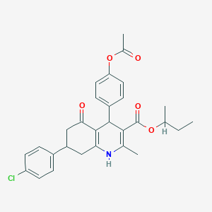 molecular formula C29H30ClNO5 B5233149 Butan-2-yl 4-[4-(acetyloxy)phenyl]-7-(4-chlorophenyl)-2-methyl-5-oxo-1,4,5,6,7,8-hexahydroquinoline-3-carboxylate 