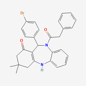 molecular formula C29H27BrN2O2 B5233192 6-(4-Bromophenyl)-9,9-dimethyl-5-(2-phenylacetyl)-6,8,10,11-tetrahydrobenzo[b][1,4]benzodiazepin-7-one CAS No. 362495-46-3