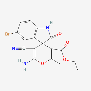 molecular formula C17H14BrN3O4 B5233696 ETHYL 2'-AMINO-5-BROMO-3'-CYANO-6'-METHYL-2-OXO-1,2-DIHYDROSPIRO[INDOLE-3,4'-PYRAN]-5'-CARBOXYLATE 