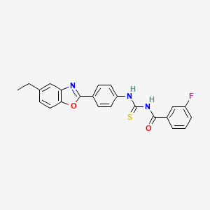 molecular formula C23H18FN3O2S B5233823 N-{[4-(5-ethyl-1,3-benzoxazol-2-yl)phenyl]carbamothioyl}-3-fluorobenzamide 