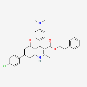 molecular formula C33H33ClN2O3 B5234003 2-Phenylethyl 7-(4-chlorophenyl)-4-[4-(dimethylamino)phenyl]-2-methyl-5-oxo-1,4,5,6,7,8-hexahydroquinoline-3-carboxylate 