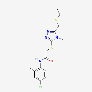 molecular formula C15H19ClN4OS2 B5234283 N-(4-chloro-2-methylphenyl)-2-[[5-(ethylsulfanylmethyl)-4-methyl-1,2,4-triazol-3-yl]sulfanyl]acetamide 