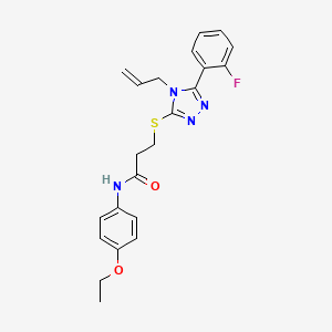 molecular formula C22H23FN4O2S B5234433 N-(4-ethoxyphenyl)-3-{[5-(2-fluorophenyl)-4-(prop-2-en-1-yl)-4H-1,2,4-triazol-3-yl]sulfanyl}propanamide 
