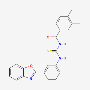 molecular formula C24H21N3O2S B5234534 N-{[5-(1,3-benzoxazol-2-yl)-2-methylphenyl]carbamothioyl}-3,4-dimethylbenzamide 
