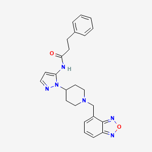 molecular formula C24H26N6O2 B5234927 N-{1-[1-(2,1,3-benzoxadiazol-4-ylmethyl)-4-piperidinyl]-1H-pyrazol-5-yl}-3-phenylpropanamide 