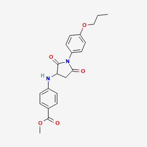molecular formula C21H22N2O5 B5235042 Methyl 4-{[2,5-dioxo-1-(4-propoxyphenyl)pyrrolidin-3-yl]amino}benzoate 