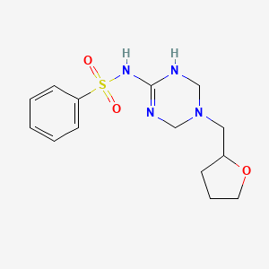 molecular formula C14H20N4O3S B5235075 N-[5-(tetrahydrofuran-2-ylmethyl)-1,4,5,6-tetrahydro-1,3,5-triazin-2-yl]benzenesulfonamide 