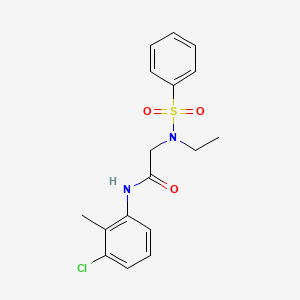 molecular formula C17H19ClN2O3S B5235329 N-(3-chloro-2-methylphenyl)-N~2~-ethyl-N~2~-(phenylsulfonyl)glycinamide 