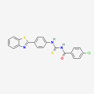 molecular formula C21H14ClN3OS2 B5235426 N-[[4-(1,3-benzothiazol-2-yl)phenyl]carbamothioyl]-4-chlorobenzamide 