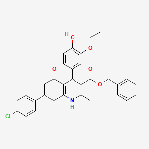 molecular formula C32H30ClNO5 B5235585 Benzyl 7-(4-chlorophenyl)-4-(3-ethoxy-4-hydroxyphenyl)-2-methyl-5-oxo-1,4,5,6,7,8-hexahydroquinoline-3-carboxylate CAS No. 5712-35-6