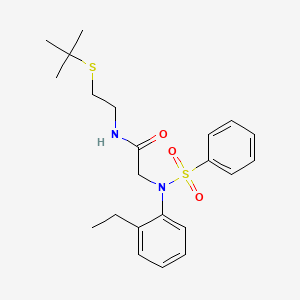 molecular formula C22H30N2O3S2 B5235595 N~1~-[2-(tert-butylthio)ethyl]-N~2~-(2-ethylphenyl)-N~2~-(phenylsulfonyl)glycinamide 
