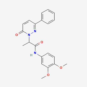 molecular formula C21H21N3O4 B5236486 N-(3,4-dimethoxyphenyl)-2-(6-oxo-3-phenylpyridazin-1(6H)-yl)propanamide 