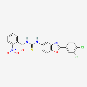 molecular formula C21H12Cl2N4O4S B5236492 N-{[2-(3,4-dichlorophenyl)-1,3-benzoxazol-5-yl]carbamothioyl}-2-nitrobenzamide 