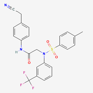 molecular formula C24H20F3N3O3S B5236711 N~1~-[4-(cyanomethyl)phenyl]-N~2~-[(4-methylphenyl)sulfonyl]-N~2~-[3-(trifluoromethyl)phenyl]glycinamide 