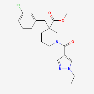 molecular formula C21H26ClN3O3 B5236801 ethyl 3-(3-chlorobenzyl)-1-[(1-ethyl-1H-pyrazol-4-yl)carbonyl]-3-piperidinecarboxylate 