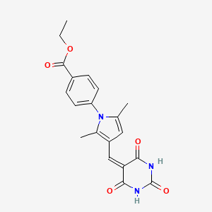molecular formula C20H19N3O5 B5236809 ethyl 4-{2,5-dimethyl-3-[(2,4,6-trioxotetrahydropyrimidin-5(2H)-ylidene)methyl]-1H-pyrrol-1-yl}benzoate 