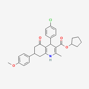molecular formula C29H30ClNO4 B5237118 cyclopentyl 4-(4-chlorophenyl)-7-(4-methoxyphenyl)-2-methyl-5-oxo-1,4,5,6,7,8-hexahydroquinoline-3-carboxylate 