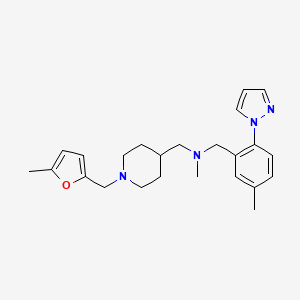 molecular formula C24H32N4O B5237962 N-methyl-1-{1-[(5-methyl-2-furyl)methyl]-4-piperidinyl}-N-[5-methyl-2-(1H-pyrazol-1-yl)benzyl]methanamine 