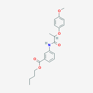 molecular formula C21H25NO5 B5238308 Butyl 3-(2-(4-methoxyphenoxy)propanamido)benzoate 