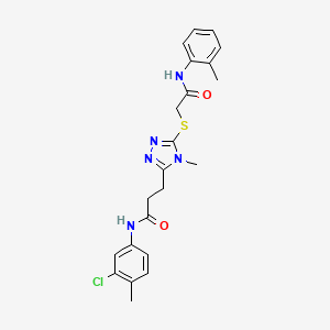 molecular formula C22H24ClN5O2S B5238994 N-(3-chloro-4-methylphenyl)-3-[4-methyl-5-({2-[(2-methylphenyl)amino]-2-oxoethyl}sulfanyl)-4H-1,2,4-triazol-3-yl]propanamide 