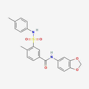 molecular formula C22H20N2O5S B5239084 N-(1,3-benzodioxol-5-yl)-4-methyl-3-[(4-methylphenyl)sulfamoyl]benzamide 