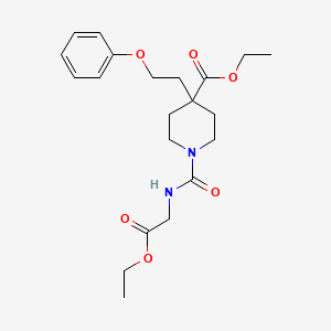 molecular formula C21H30N2O6 B5239190 ethyl 1-{[(2-ethoxy-2-oxoethyl)amino]carbonyl}-4-(2-phenoxyethyl)-4-piperidinecarboxylate 