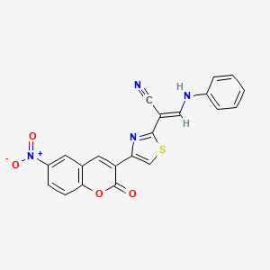 molecular formula C21H12N4O4S B5239263 3-anilino-2-[4-(6-nitro-2-oxo-2H-chromen-3-yl)-1,3-thiazol-2-yl]acrylonitrile 