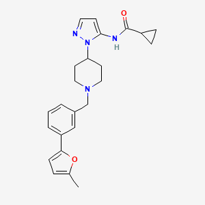 molecular formula C24H28N4O2 B5239608 N-(1-{1-[3-(5-methyl-2-furyl)benzyl]-4-piperidinyl}-1H-pyrazol-5-yl)cyclopropanecarboxamide 