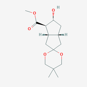 molecular formula C15H24O5 B052403 (3'aS,4'R,5'R,6'aR)-Hexahydro-5'-hydroxy-5,5-dimethyl-spiro[1,3-dioxane-2,2'(1'H)-pentalene]-4'-carb CAS No. 118375-00-1