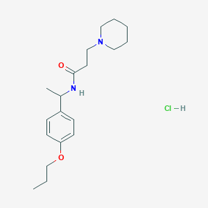 molecular formula C19H31ClN2O2 B052415 N-(alpha-Methyl-p-propoxybenzyl)-1-piperidinepropionamide hydrochloride CAS No. 111474-14-7