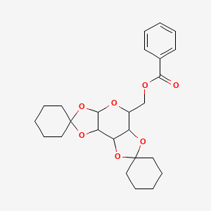 molecular formula C25H32O7 B5241602 tetrahydro-3a'H-dispiro[cyclohexane-1,2'-bis[1,3]dioxolo[4,5-b:4',5'-d]pyran-7',1''-cyclohexan]-5'-ylmethyl benzoate 