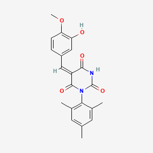 molecular formula C21H20N2O5 B5242686 5-(3-hydroxy-4-methoxybenzylidene)-1-mesityl-2,4,6(1H,3H,5H)-pyrimidinetrione 