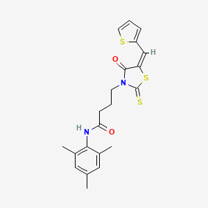 molecular formula C21H22N2O2S3 B5242737 N-mesityl-4-[(5E)-4-oxo-5-(2-thienylmethylene)-2-thioxo-1,3-thiazolidin-3-yl]butanamide 
