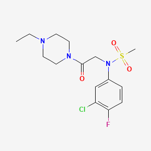 molecular formula C15H21ClFN3O3S B5242759 N-(3-chloro-4-fluorophenyl)-N-[2-(4-ethylpiperazin-1-yl)-2-oxoethyl]methanesulfonamide CAS No. 5474-55-5