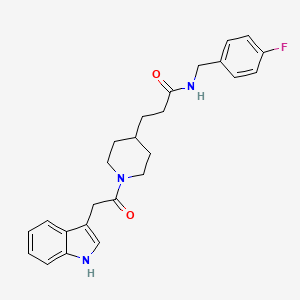 molecular formula C25H28FN3O2 B5247996 N-(4-fluorobenzyl)-3-[1-(1H-indol-3-ylacetyl)-4-piperidinyl]propanamide 