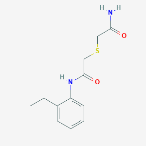 molecular formula C12H16N2O2S B5249519 2-[2-(2-Ethylanilino)-2-oxoethyl]sulfanylacetamide 