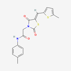 molecular formula C18H16N2O3S2 B5249668 N-(4-methylphenyl)-2-{(5Z)-5-[(5-methylthiophen-2-yl)methylidene]-2,4-dioxo-1,3-thiazolidin-3-yl}acetamide 