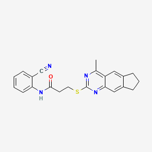 molecular formula C22H20N4OS B5250082 N-(2-cyanophenyl)-3-[(4-methyl-7,8-dihydro-6H-cyclopenta[g]quinazolin-2-yl)sulfanyl]propanamide 