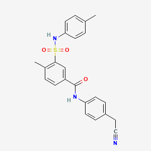 molecular formula C23H21N3O3S B5250684 N-[4-(cyanomethyl)phenyl]-4-methyl-3-{[(4-methylphenyl)amino]sulfonyl}benzamide 