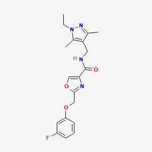 molecular formula C19H21FN4O3 B5250690 N-[(1-ethyl-3,5-dimethyl-1H-pyrazol-4-yl)methyl]-2-[(3-fluorophenoxy)methyl]-1,3-oxazole-4-carboxamide 