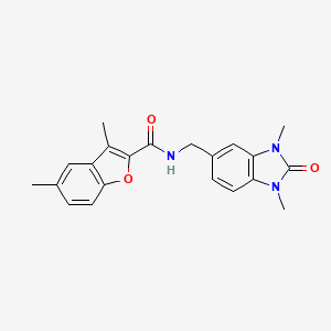 molecular formula C21H21N3O3 B5251733 N-[(1,3-dimethyl-2-oxobenzimidazol-5-yl)methyl]-3,5-dimethyl-1-benzofuran-2-carboxamide 