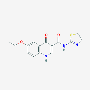 molecular formula C15H15N3O3S B052529 N-(4,5-dihydro-1,3-thiazol-2-yl)-6-ethoxy-4-oxo-1H-quinoline-3-carboxamide CAS No. 111951-05-4