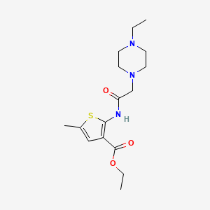 molecular formula C16H25N3O3S B5255703 ethyl 2-{[(4-ethyl-1-piperazinyl)acetyl]amino}-5-methyl-3-thiophenecarboxylate 